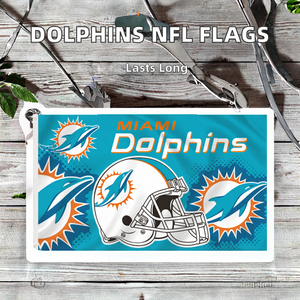 Vendita calda personalizzata per NFL Miami <span class=keywords><strong>delfini</strong></span> bandiera di calcio banner stampa digitale disegni di squadra per uso automobilistico - Product Image 3