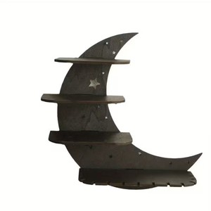 Star And Moon Hollow Wood <b>Shelf</b> 4 Layers <b>Wall</b> <b>Mounted</b> Crystal Display Rack Nordic Japanese Style Bedroom Living Room Storage - Product Image 5