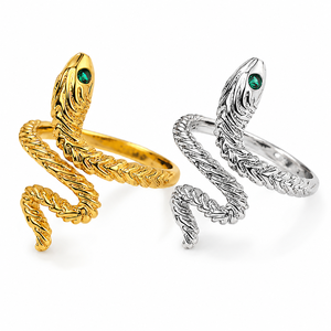 Anello regolabile a forma di serpente, gioiello unisex dal design alla moda per l'uso quotidiano - Product Image 1