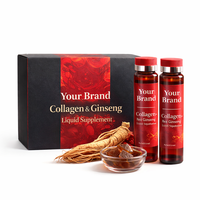 Boisson Énergisante au Collagène Liquide et Peptides, Efficace, au Ginseng Rouge, Gélatine, Antioxydant et Adaptogène Herbal