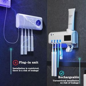 JY Intelligent Non-Punching Squeezing Toothpaste Toothbrush <b>Holder</b> with Automatic Touch <b>Control</b> Wall-Mounted Plastic Design - Product Image 3