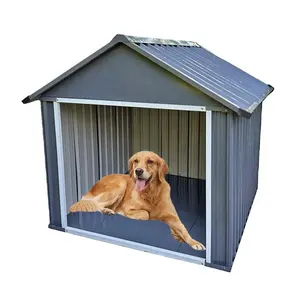 Casa de perro de hierro pequeña y conveniente impermeable para interiores y exteriores