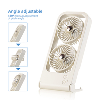 Nouveau ventilateur portable à double tête 2026 avec rotation à 180° °   Ventilateur miniature rechargeable USB avec réglage manuel de la fréquence, idéal pour le bureau, la maison et l'extérieur