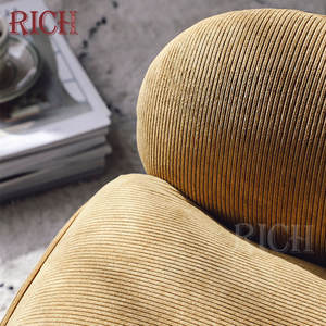 Nordic Moderno di velluto a coste mobili soggiorno Braccio Sedie Soggiorno Camera Moderna terroso giallo Imbottita Singola poltrona di velluto a coste - Product Image 4