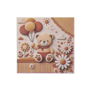 Bear Napkins 330mm Square Printed Cartoon Design For Birthday Party Tableware - Product Image 5