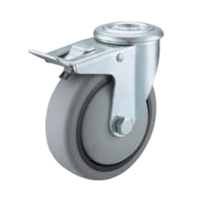 Roues pivotantes industrielles robustes en TPR + PP pour la manutention, avec roulement à billes en PP, frein et protections filetées