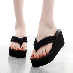Factory Wholesale Women's High-Heeled Platform for <b>Slippers</b> Non-Slip Beach <b>Flip</b>-<b>Flops</b> Cushioning for Students Summer Sandals New - Product Image 2