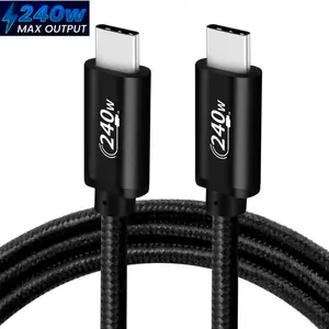 Kabel Data, 240W tipe-c kabel Data nilon kepang PD3.0 pengisian cepat 5A Usb c Tipe C kabel Data disesuaikan OEM Iphone 90 derajat nilon pengisi daya