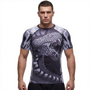 <b>Men</b> Compression Rash Guard T Shirt 3D Printed Short Sleeve Gym Fight Tee <b>V</b> <b>Neck</b> Quick Dry Sports - Product Image 2