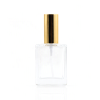 Flacon de parfum vide en verre carré transparent avec atomiseur à vis, bouchon doré, flacon pulvérisateur pour emballage cosmétique