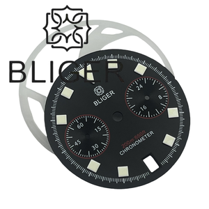 BLIGER, esfera negra, blanca y azul de 30mm con manecillas, verde luminoso, adecuada para movimiento de cuarto de galón VK64, cuenta con una ventana de fecha <span class=keywords><strong>a</strong></span> <span class=keywords><strong>las</strong></span> <span class=keywords><strong>6</strong></span> en punto - Product Image 3