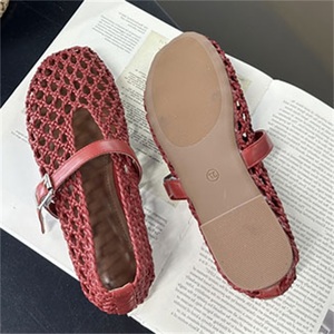 Nuevas Sandalias Planas Personalizadas con Diseño Hueco para Mujer, Sandalias de Verano de Malla Plana, Zapatillas Tejidas a Mano - Product Image 4