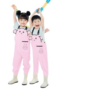 Qingte Salopette de bain imperméable rose pour enfants, pour garçons et filles, vêtements de plage - Product Image 5
