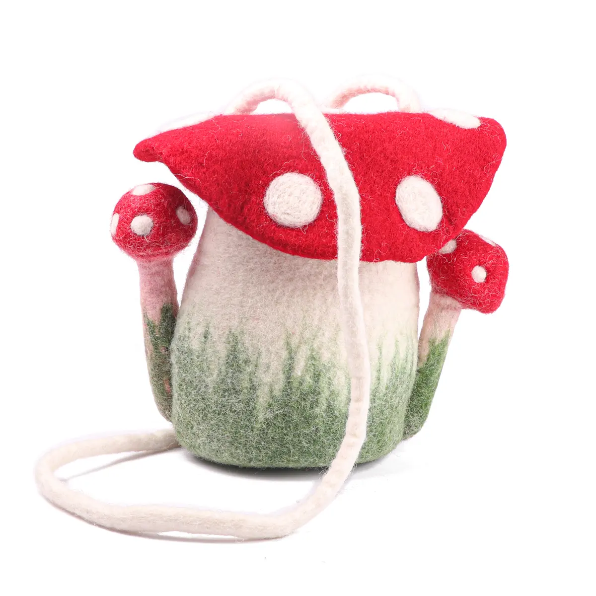 Mushroom Design Felt Shoulder Tote bag Fancy kids bags Handmade Using Merino Wool In Nepal