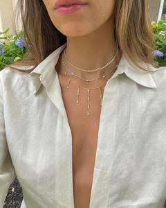 Collar <span class=keywords><strong>de</strong></span> <span class=keywords><strong>cadena</strong></span> con borlas largas y cortas CZ Y Lariat <span class=keywords><strong>de</strong></span> diseño <span class=keywords><strong>de</strong></span> moda Bling 2026 Joyería para mujer - Product Image 4