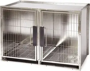 Tıbbi paslanmaz çelik köpek kulübesi kafesleri kedi tavşan kafesi Metal Diy veteriner için Pet köpek kafesi