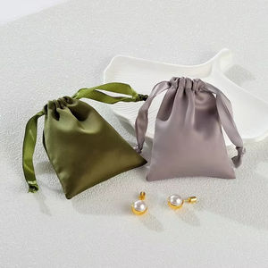 Pochettes personnalisées en Satin avec Logo, nouvelles pochettes de stockage pour bijoux, or, argent, noir, rose, violet, blanc, avec cordon de serrage - Product Image 4