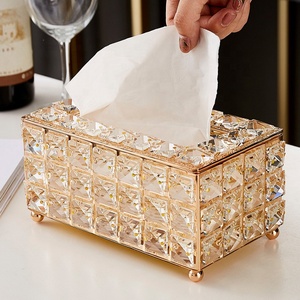 Doku kutuları depolama Nordic tutucular altın kristal Metal Modern ev dekoratif akrilik lüks kağıt kapak deri doku kutuları - Product Image 4