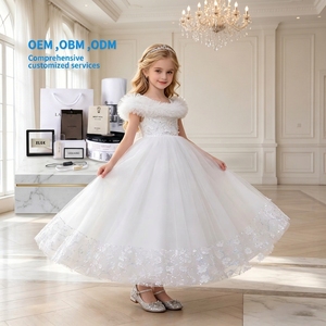 Abito da Sera Bianco Soffice per Bambina, Vestito da Principessa Personalizzato, Elegante Abito da Damigella per Bambine per Matrimoni - Product Image 1