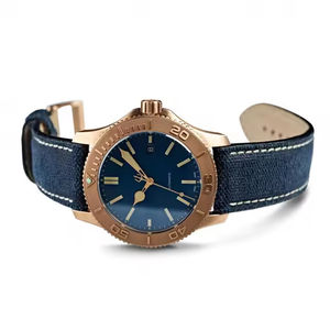 Vente directe d'usine, montre mécanique automatique en cuir véritable, bracelet en bronze pour homme - Product Image 1