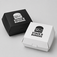 Emballage alimentaire personnalisé avec logo pour hamburgers, ailes de poulet, frites, carton en papier jetable, fournisseur commercial pour la vente à emporter