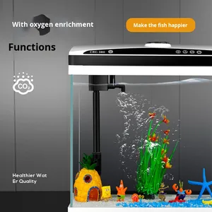スマートフィッシュタンク（フィルター、LEDライト付き）スマートアクアリウムフィルターフィッシュタンクウルトラホワイトガラスフィッシュタンク卸売温度表示 - Product Image 4
