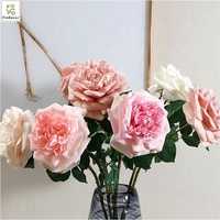 Rose Austin artificielle à tige unique de haute qualité en gros, fleur en latex au toucher réel pour la décoration de table de mariage, fête, maison