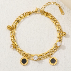 <span class=keywords><strong>Schmuk</strong></span> 18 Karat vergoldetes Glieder ketten armband Geometrischer Edelstahls chmuck Trendy Zircon Designer Damen Charm Armband für - Product Image 1