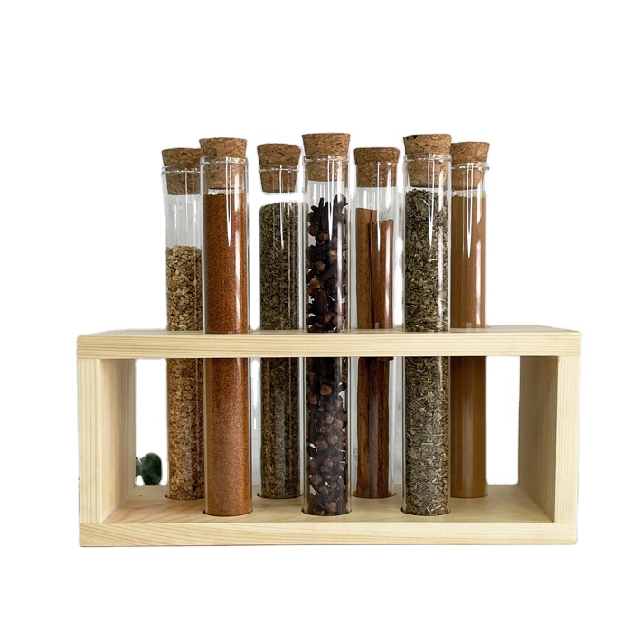 Плоские стеклянные пробирки разного размера с пробками