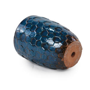 Pot de fleurs en céramique gaufrée bleu turquoise style vintage américain, texture nid d'abeille, écologique et durable pour la maison - Product Image 6