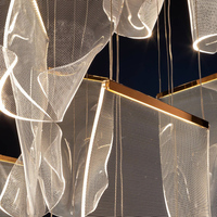 Lustre en acrylique LED grand format SHENGQIU, design moderne doré de luxe pour plafonds hauts, décoration artistique pour hôtel, salon, prix d'usine