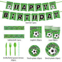 Fournitures de fête en papier écologiques modernes, décoration sur le thème du football, vaisselle jetable, kits d'événements