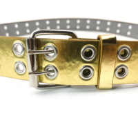 Ceinture à œillets dorés en cuir PU Punk pour femmes hommes Jeans ceintures à 2 trous