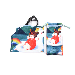 <span class=keywords><strong>Microfibre</strong></span> en tissu souple <span class=keywords><strong>pour</strong></span> lunettes, poche de nettoyage, cordon de serrage, lunettes, sac de rangement avec logo - Product Image 3