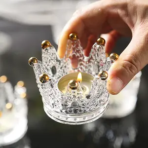 طبق مجوهرات كريستال للمجوهرات من التاج الرومانسي crown crown علبة بيض مكياج زجاجية للتجميل