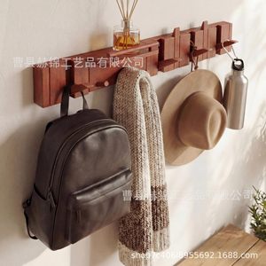 <b>Wall</b> Mounted Wooden Clothes Rack Solid Wood Piano <b>Key</b> Shape <b>Hooks</b> For Coat Hat Bag Storage Organizer - Product Image 1