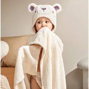 Serviette de bain bébé Peignoir enfant super absorbant séchage rapide bébé cape à capuche couverture de bain couverture éponge couette