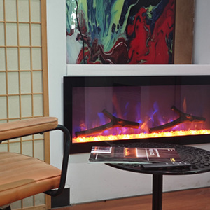 Chimenea electrónica con llama simulada y <span class=keywords><strong>leña</strong></span>, gabinete de calefacción y decoración, estilo europeo personalizado incorporado para - Product Image 2