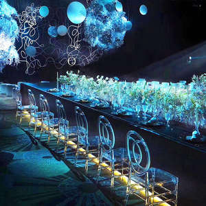 工場供給イベントクリスタルポータブルキアヴァリティファニー豪華な透明なプラスチッククリアバンケットチェア結婚式用 - Product Image 2