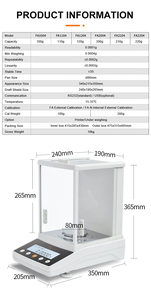 Balance analytique semi-micro de laboratoire 220g 102g 0,1mg 0,01mg avec calibration interne, verre anti-vent FA22105SEM - Product Image 5