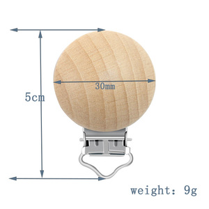 Attache-sucette DIY en bois de hêtre de 30 mm, ronde avec trois trous, accessoire de dentition pour bébé de 0 à 24 mois, jouet souple unisexe - Product Image 5