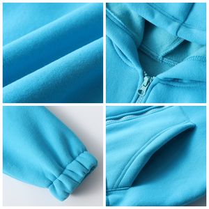 Sweats à capuche en molleton vierge brodé personnalisé pour tout-petits sweats à capuche zippés en coton doux uni pour enfants filles - Product Image 3