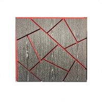 Panneau acoustique en placage reconstitué à motif de lignes aléatoires artistiques, 600x600mm, panneau décoratif en bois grainé insonorisant pour bureau