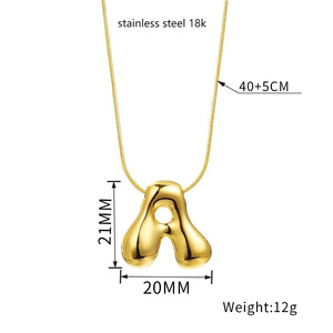 Joyería de moda Estilo lindo Burbuja pequeña Chapado en oro Collar con colgante de letra inicial hinchada de acero inoxidable - Product Image 2