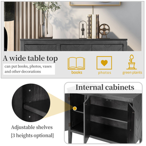 Adjustable Shelf Storage <b>Sideboard</b> with 3 Modern Metal Handles and 4 MDF Legs Durable & Eco-Friendly <b>for</b> <b>Kitchen</b> - Product Image 6