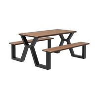 Ensemble table et bancs d'extérieur pour patio, loisirs en plein air, balcon, cour et jardin – Ensemble table et chaises intégrés