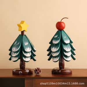 Tapis isolant thermique de Noël haut de gamme, dessous de plat créatif en bois massif anti-brûlure en forme d'arbre, dessous de verre et de bol pliables - Product Image 3