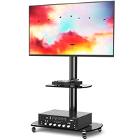 Carrito de TV Rodante Moderno con Acero Aleado y Vidrio Templado para TV LCD de 32-75 Pulgadas, Mueble para Oficina en Casa