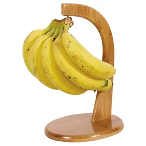 Custom Bamboe Fruit Display Rack Druif Hanger Haak Stand Banaan Boom Houder Met Roestvrij Haak Opbergrek Voor Groothandel