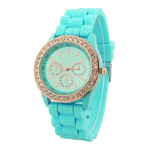 Relojes de cuarzo deportivos para mujeres, pulsera de mano femenina de cuarzo en color azul